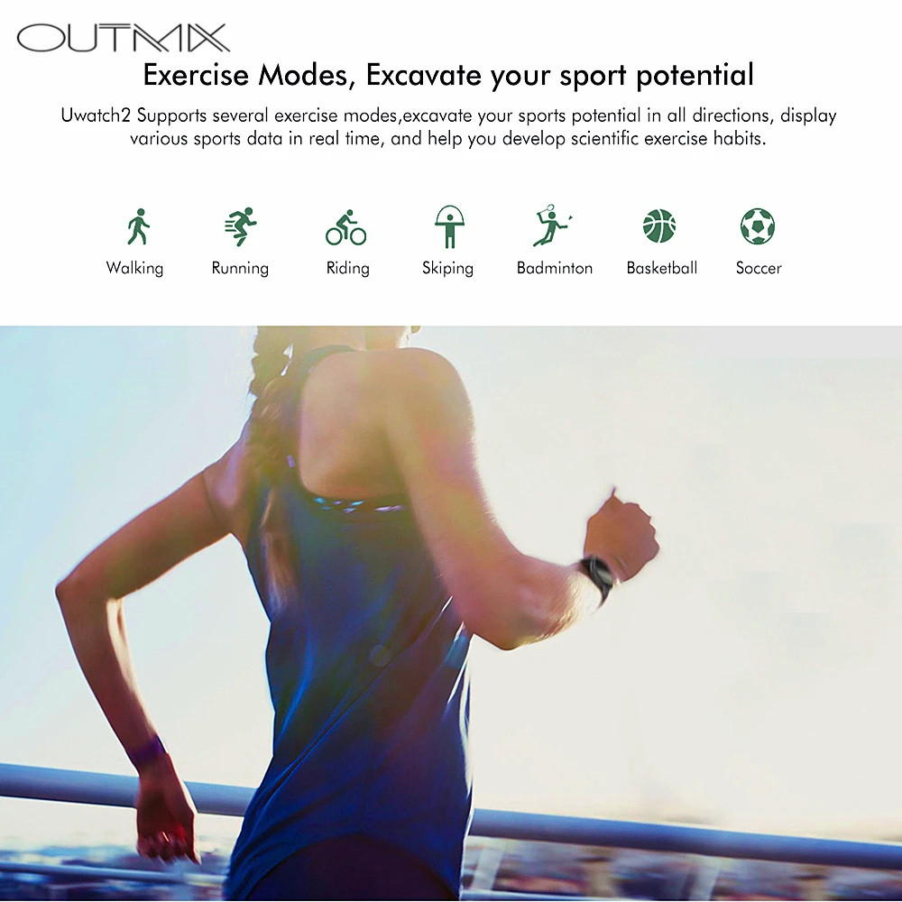 OUTMIX Uwatch2 Smart Watch For Andriod IOS 1.33' Full Touch Screen IP67 25 days Standby 7 Sport Modes Full Metal Unibody