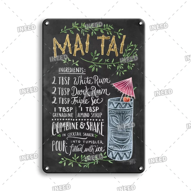 INEED Vintage Metal Tin Sign Decorations Gin & Tonic Cocktail Plate Decorative Poster Plaque Retro Bar Kitchen Home Wall Decor 10556