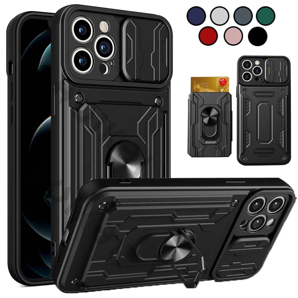 Чехол для iPhone 13 12 11 Pro Max с подставкой и кольцом-подставкой камеры в стиле милитари