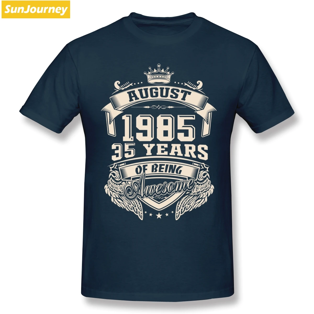 Тёмно-синий Born In August 1985 35 Years Of Being Awesome Футболка мужская из хлопка с коротким рукавом - Цвет: Тёмно-синий