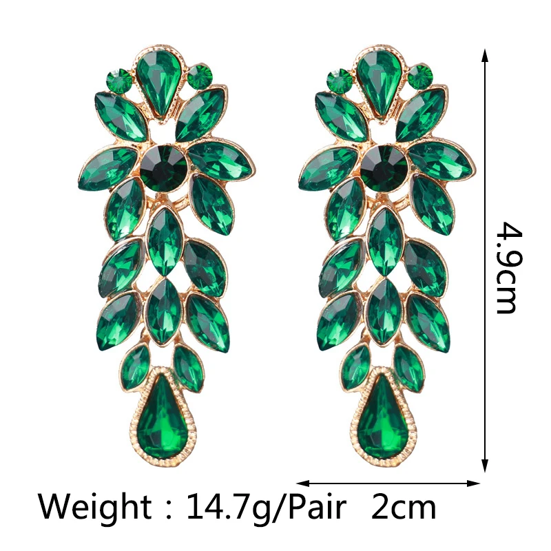 Women Dangle Earrings Metal Alloy Hollow Vintage Emo Leaves Crystal Boho