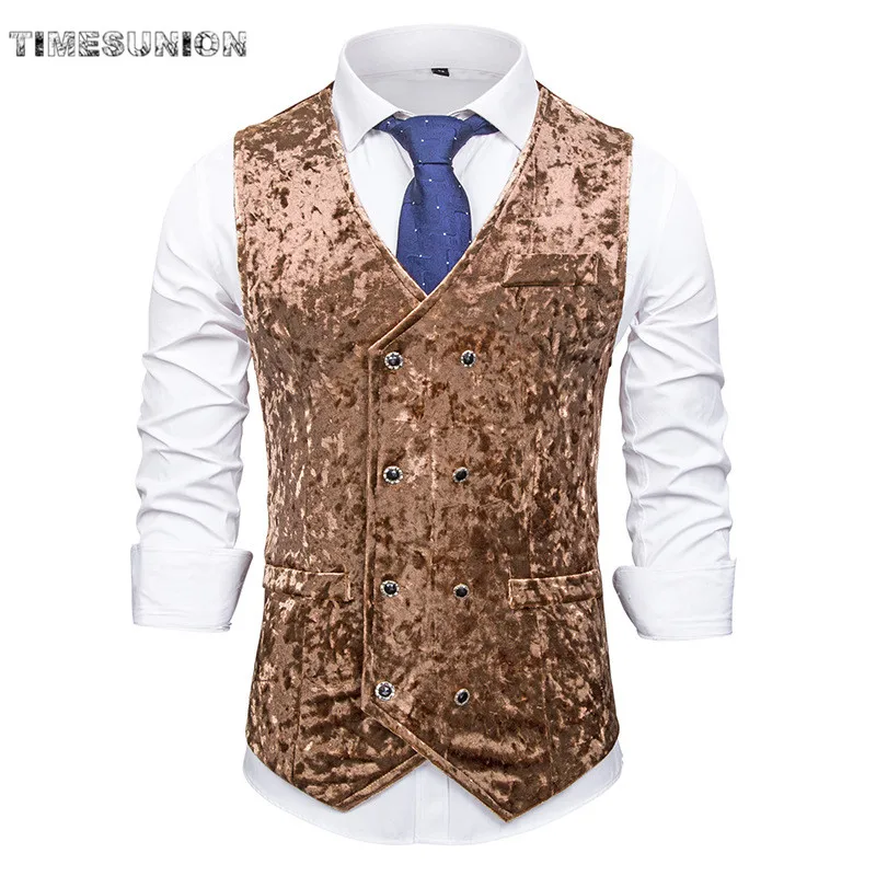 Новые Классические со стразами бархатная мужская жилетка Slim Fit двубортный жилет мужской s деловой свадебный жилет для смокинга Gilet Homme
