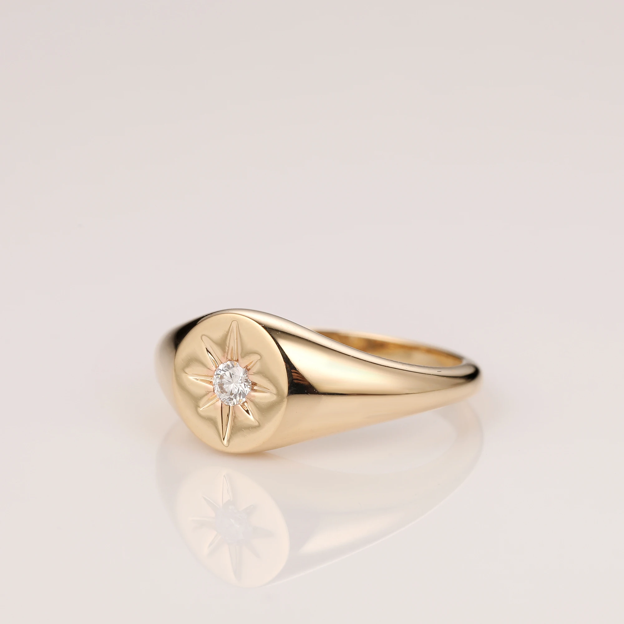 Кольцо LASAMERO с круглым вырезом солитер 0 07 карата натуральным бриллиантом 14k
