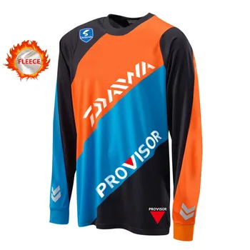 

DAIWA Winter Long Sleeve Fishing Clothing Keep Warm Anti-UV Sun Fishing Jersey Winter Clothes Plus Velvet Sports Shirt