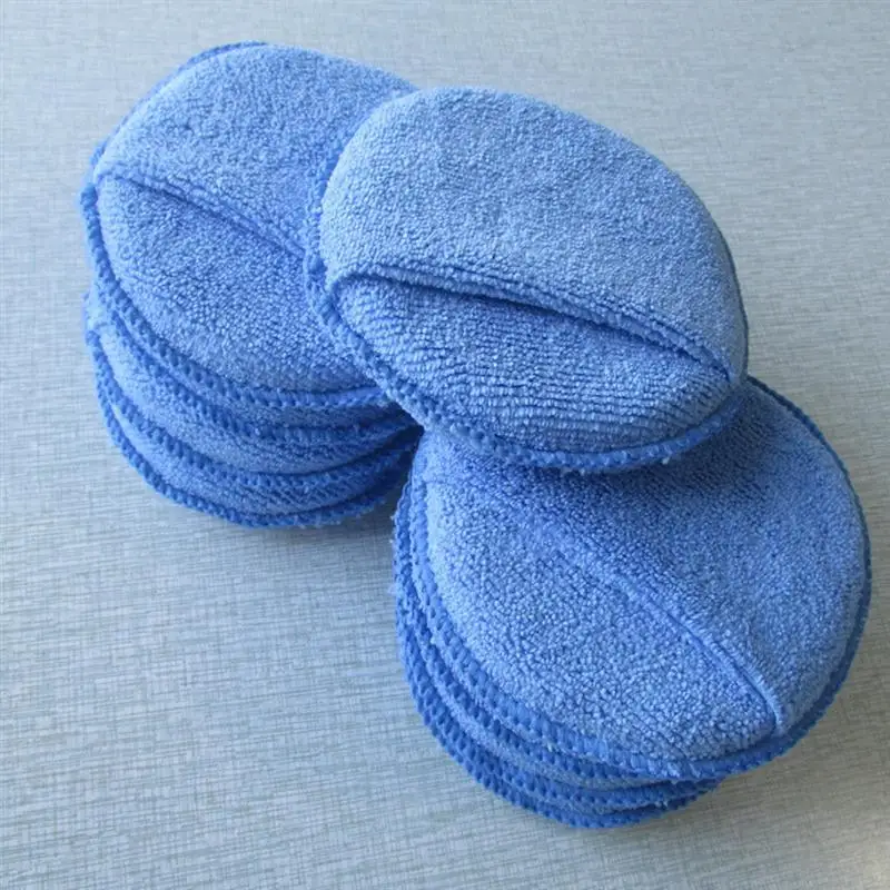 6pcs 5 Inch Car Wax Polish Pad Applicator Pads With Hand Pocket Soft Microfiber Waxing Polishing Sponges Vehicles Care Cleaning