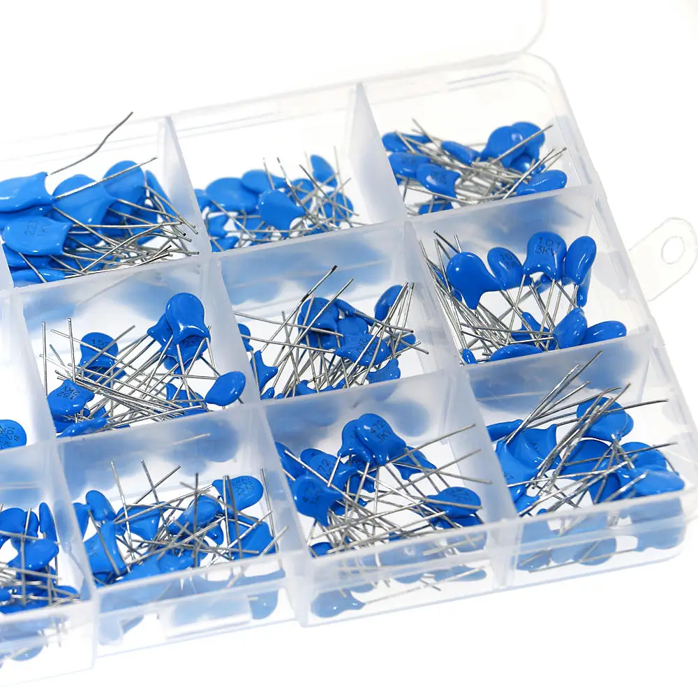 300Pcs 15Value 1KV 2KV 3KV Blue High Voltage Ceramic Capacitors Assortment Assorted Kit Box