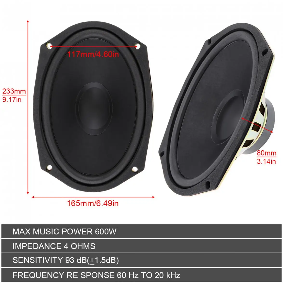 6x9 Inch 600W Universal Car Coaxial Speaker Vehicle Door Auto Audio Music Stereo Full Range Frequency Hifi Speakers