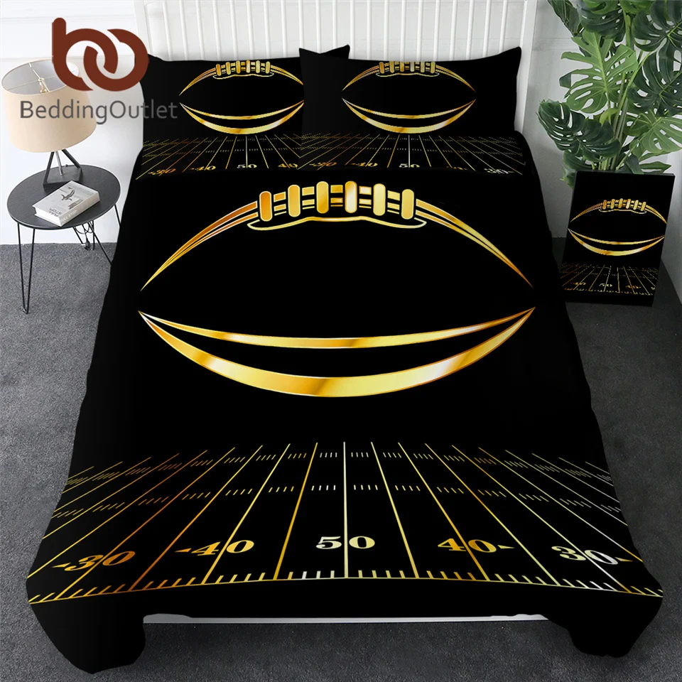 BeddingOutlet Luxury Bedding Set Polyester Comforter Cover Gold American Football Bedclothes Queen Sports Bed 3-Piece | Дом и сад