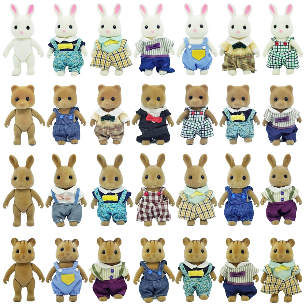 Children's Simulation Forest Animal Family 1:12 Dollhouse Accessories Miniature Dolls Clothes 11 Styles Girls Pretend Play Toy