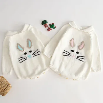 

Baby Girl's knit Rompers Long Sleeve Cartoons Rabbit Knitted Rompers Triangle Jumpsuit Toddler Kid's Autumn Winter Clothing