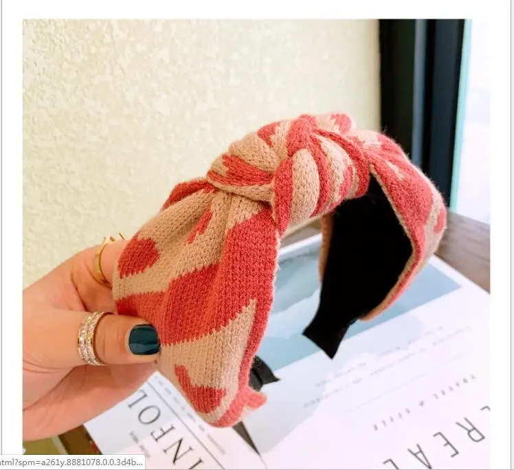 Autumn and winter new cashmere wool hairbands wide side warm middle knotted headbands