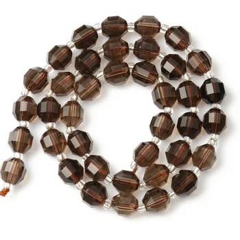 

Natural Faceted Smoky Quartzs Beads 8mm OIive Shape Loose Gems Stone Beads for Jewelry Making DIY Bracelet Earrings 15inch