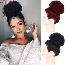 AILIADE черные афро слоеные синтетические волосы булочка шиньон для женщин шнурок конский хвост Курчавые Кудрявые волосы для наращивания на заколках
