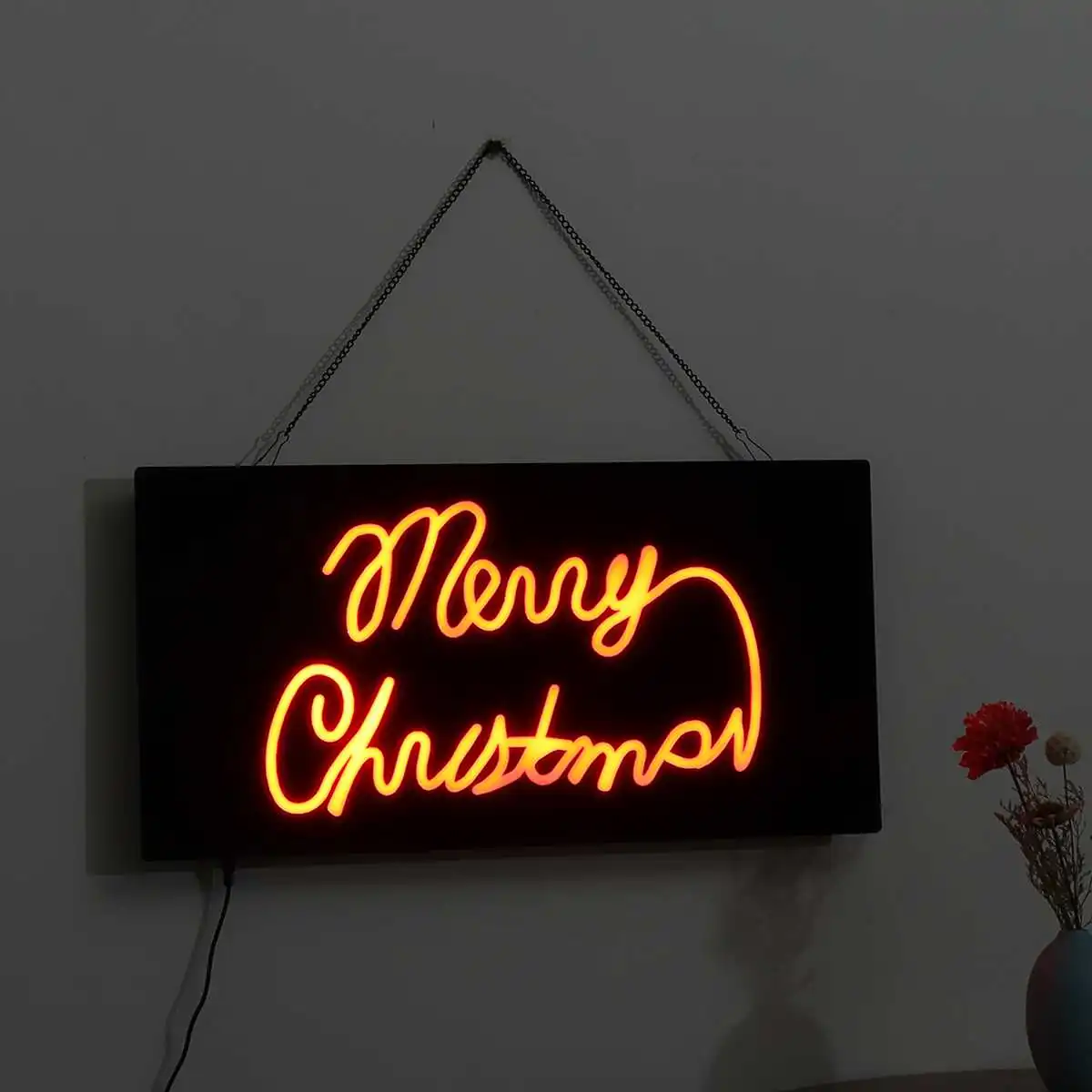 

Merry Christmas LED Hanging Sign Board Light Resin Bar Window Display Night Light Decor Commercial Advertising Lights 110-240V