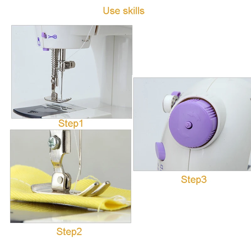 Электрическая мини швейная машина бытовая ручная двойная регулировка скорости двойная нить с светильник