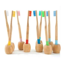 Новая Экологически чистая бамбуковая зубная щетка с ручкой из бамбукового волокна с деревянной ручкой биоразлагаемая зубная щетка с основанием