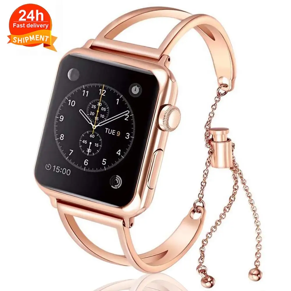Women Band for Apple Watch 38mm 42mm 40mm 44mm Stainless Steel Strap Fashion Metal Bracelet correa iWatch Series 6 SE 5 4 3 2 1