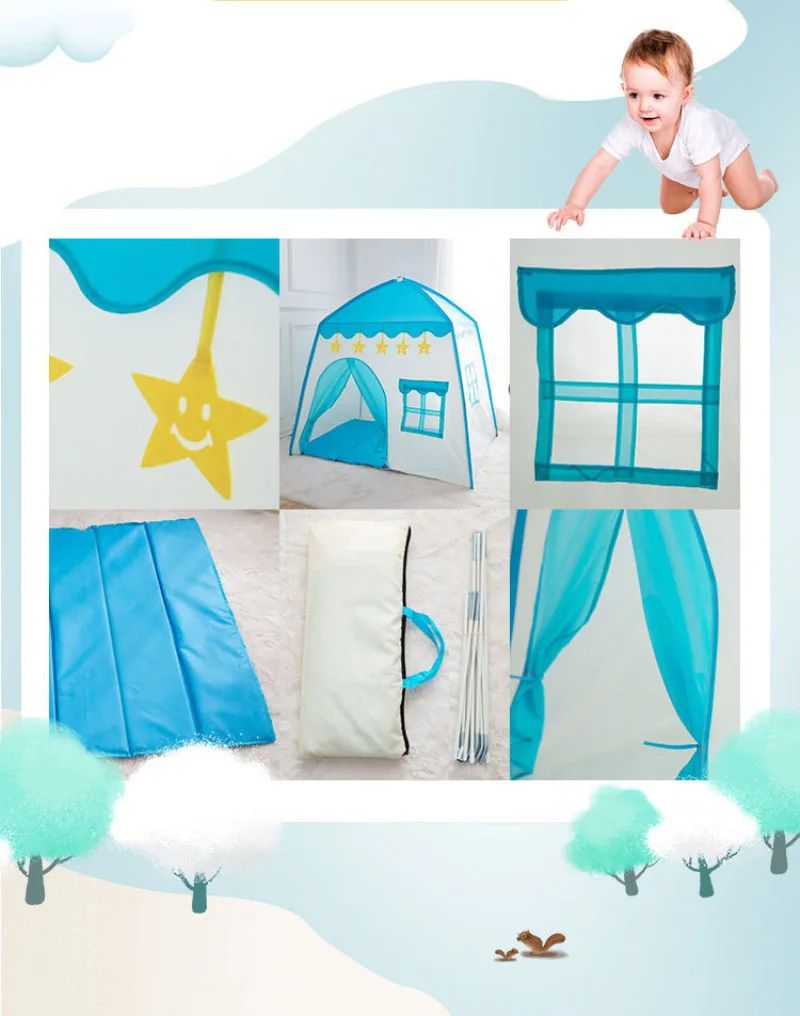 Kids Indoor Outdoor Castle Tent Baby Princess Game House Flowers Blossoming Boy Girl Oversized House Folding Game House Gifts