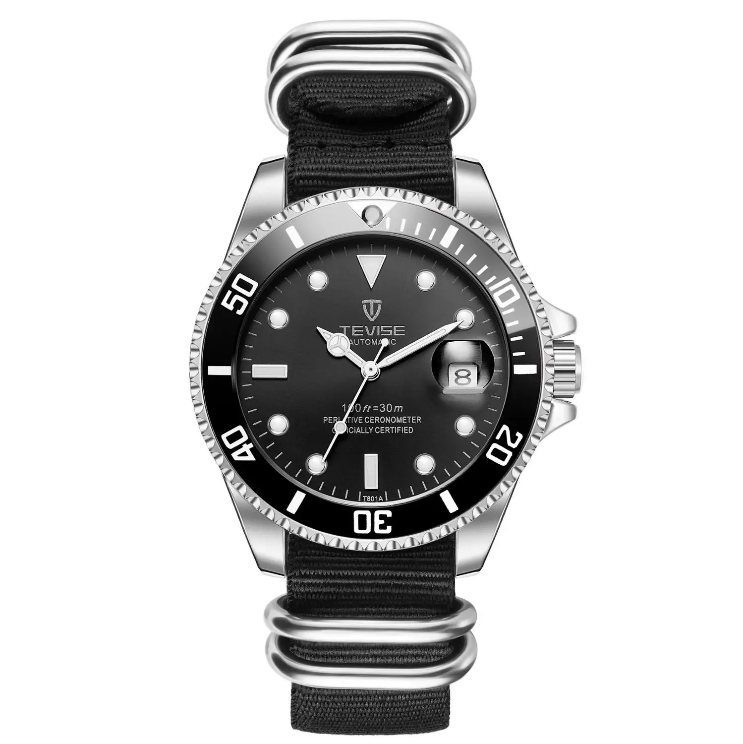 TEVISE Топ бренд класса люкс мужские деловые часы Мужские автоматические механические мужские наручные часы водонепроницаемые Relogio Masculino Дата 801 - Цвет: black silver