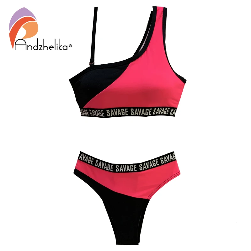 Swimsuit Bikini Andzhelika Girls One-Shoulder Children Kid Patchwork Sports New