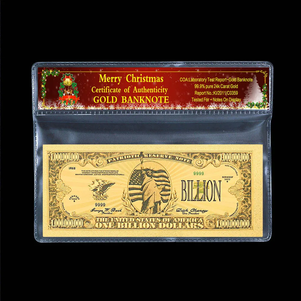 Памятные банкноты коллекции 100 миллиона долларов позолоченные 24k рождественские