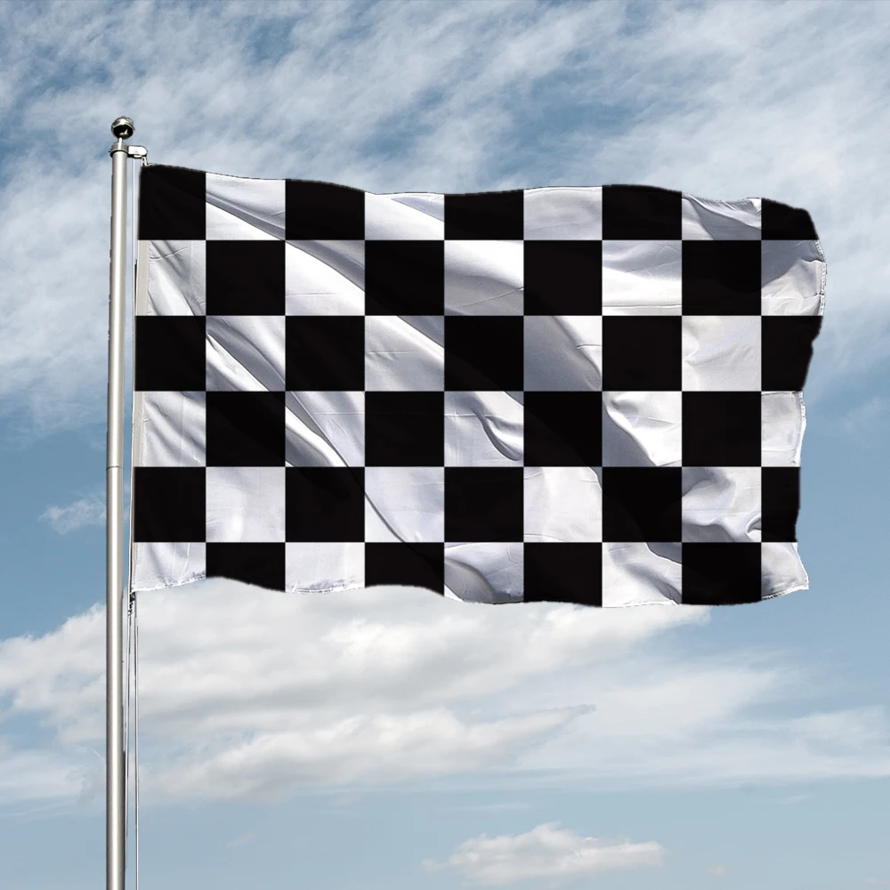 Banderole Spéciale de Course F1 en Polyester 150, 90x 100% cm, Classique, Noir, Blanc, à Carreaux, Livraison Gratuite
