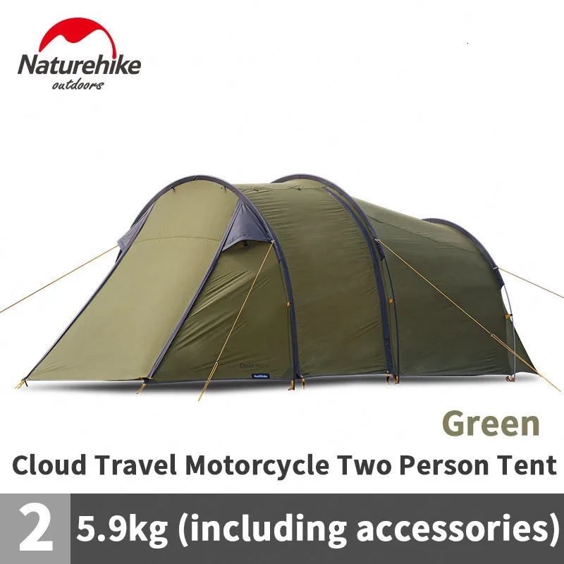 Naturehike Cloud Tourer Сверхлегкий туристический мотоциклетный двойной палаточный тент для отдыха на открытом воздухе, защищенный от дождя и ветра, для кемпинга, 2 палатки - Цвет: Green
