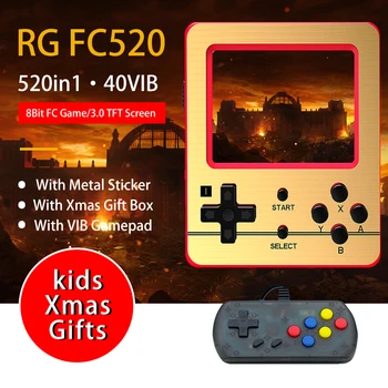 

Portable Mini Retro TYPE-C RG FC520 Game Console Handheld Game Player 3.0 Inch Built-In 520 Games Pocket Game Console Kids Gift