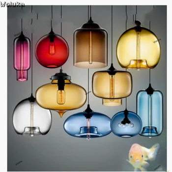 

Retro-vintage bar restaurant chandelier Nordic lamps single head simple bar glass lamp shade chandelier CD50 W06