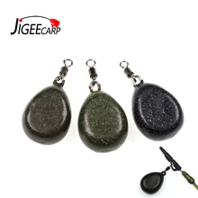 JIGEECARP 3 шт. для ловли карпа конические плоские грушевидные свинцовые грузила Pebble Вес 58 г/2 унции с имитирующим покрытием свинцовые грузила для рыбалки