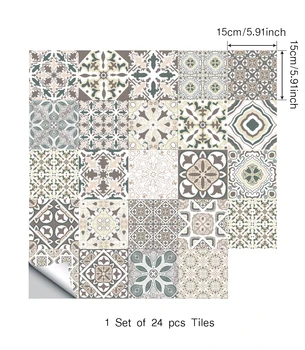 

24Pcs/Set Retro Mosaic Wall Tile Sticker Decal Waterproof Home Kitchen Bathroom Decor Glass Wallsticker 10*10/15*15/20*20cm PVC