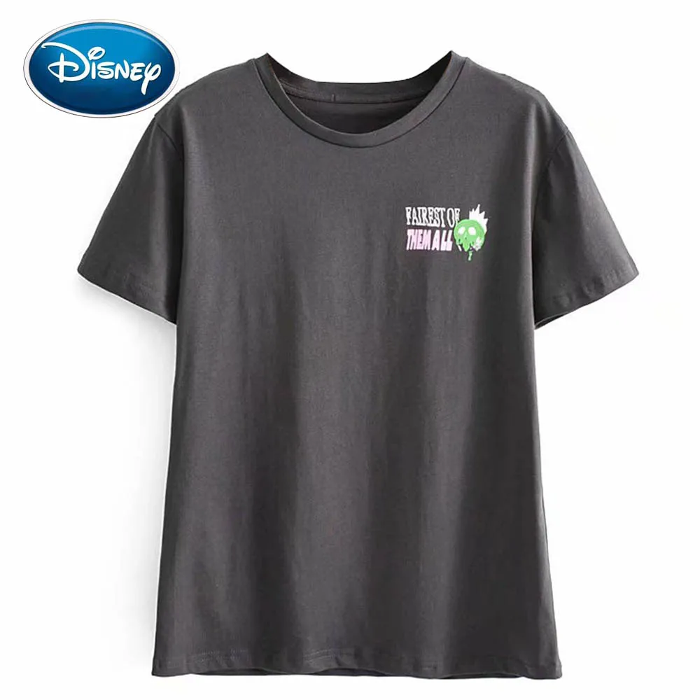 Disney/стильная футболка с принтом в виде ядовитых букв с надписью «Schneewittchen queen»; пуловер с круглым вырезом; футболки с короткими рукавами