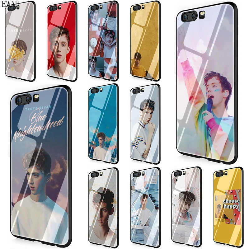 

EWAU Troye Sivan Tempered Glass phone case for Huawei Honor 8X 9 10 Mate 20 Lite 7A Pro Y6 Prime Y9