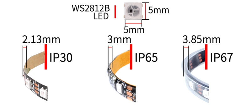 5 м/лот DC5V WS2812B 30 пикселей/светодиодный s/m умный светодиодный свет полосы пикселей, черный/белый PCB, WS2812 IC, IP30/IP65/IP67 водонепроницаемый