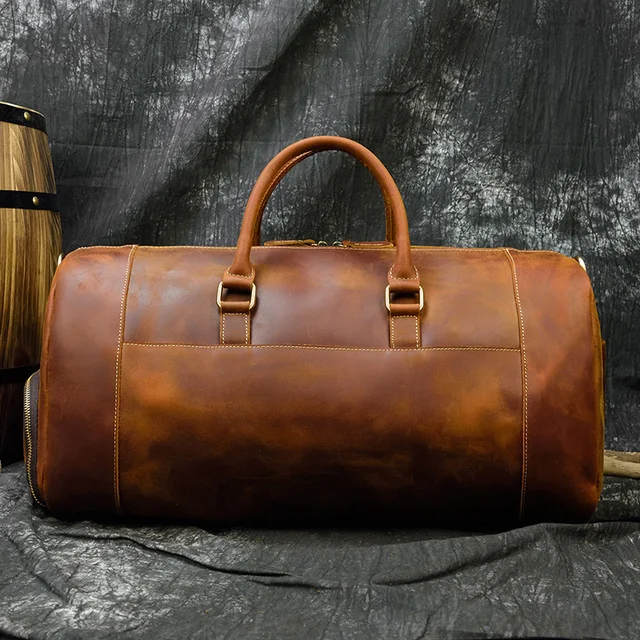 MAHEU Fashion Handbags For Men Genuine Leather Travel Duffles Travelling Shoulder Laptop Bags Real Cow Skin
