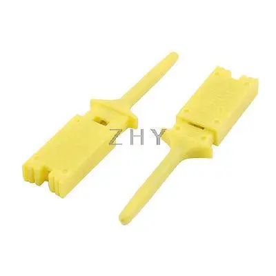 

10 Pcs Plastic Multimeter Test Hook Clip Grabber Yellow 1.9" for PCB SMD IC