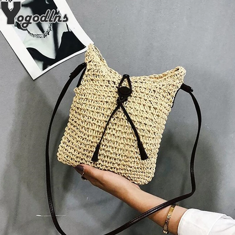 Пляжная сумка из ротанга ручная Плетеная соломенная богемная Летняя Сумка