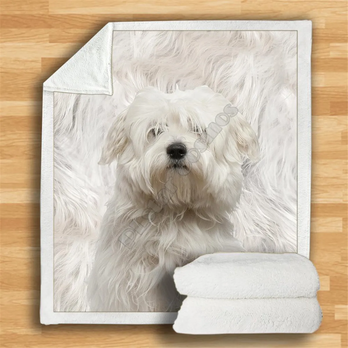 

Coton De Tulear Cozy Premium Fleece Blanket 3D Printed Sherpa Blanket on Bed Home Textiles 02