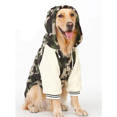 Hoodie Одежда для больших собак, зимняя камуфляжная утепленная куртка, золотистый ретривер, лабрадор, кошка, водонепроницаемая хлопковая одежда, куртка, костюм 3-7XL - Цвет: Hoodie