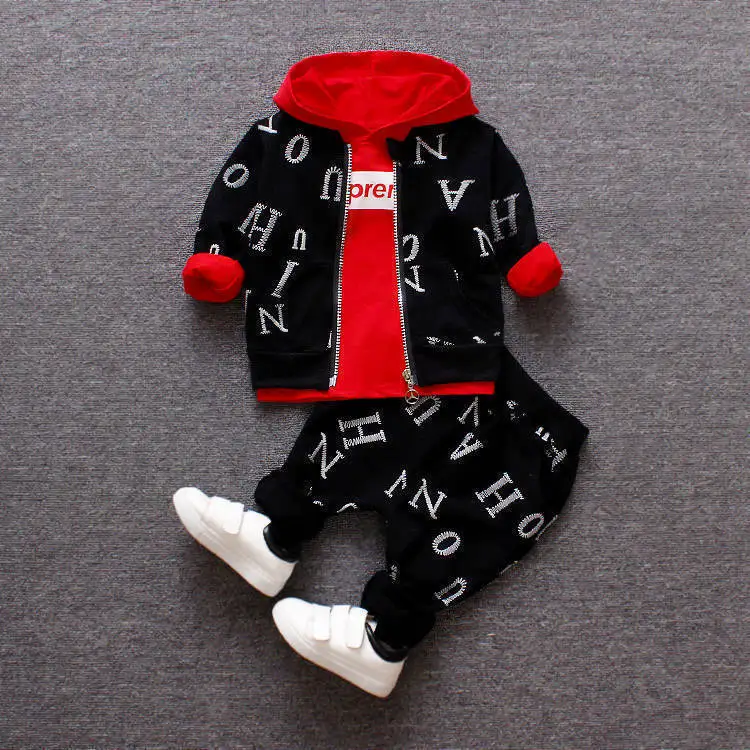 Baby Boys Clothes Sets Spring Autumn New Kids Fashion Cotton Casual Coats+hoodies+pants 3pcs For Children Boys Sports Suit