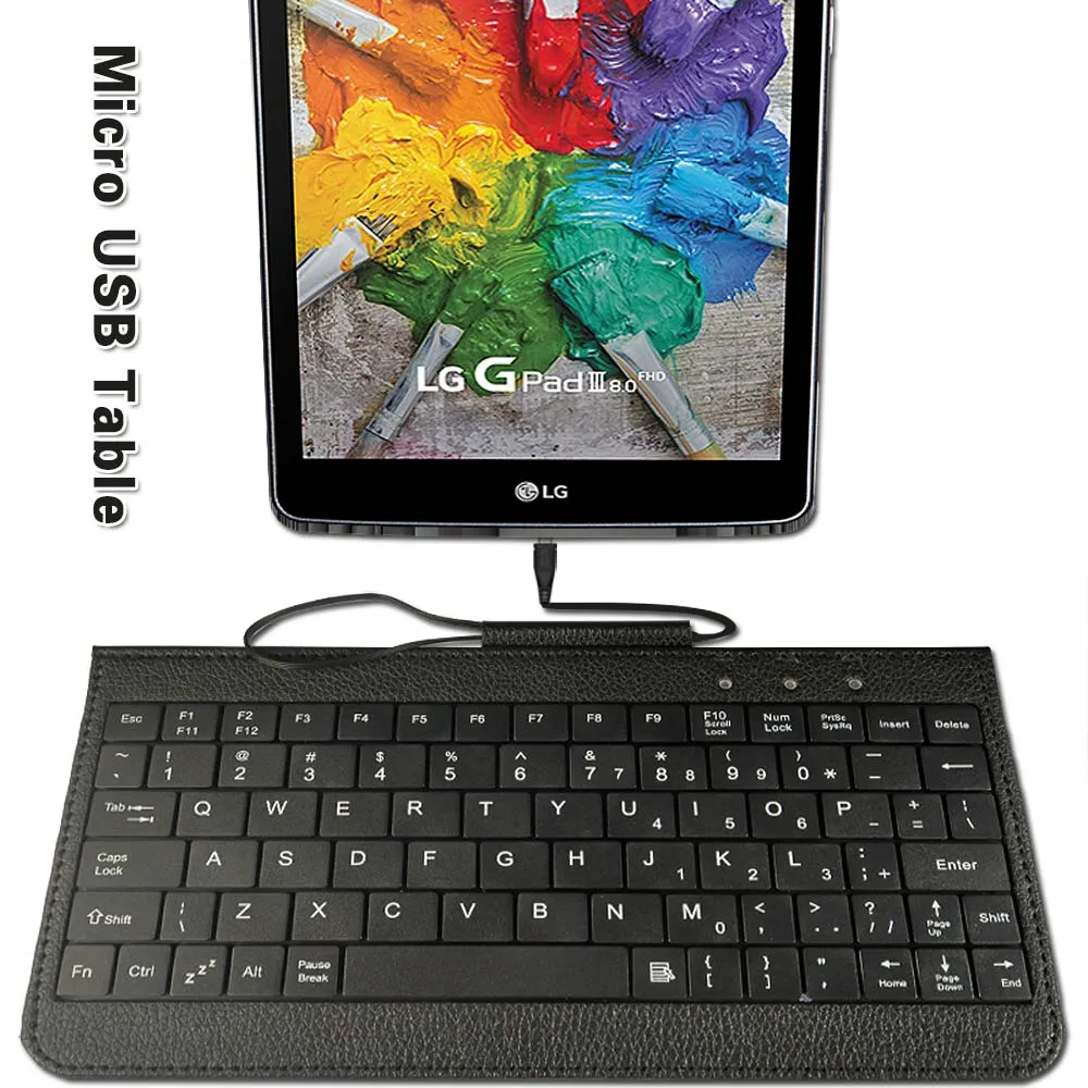 

Solid Micro USB Keyboard Leather Stand Case Cover for 7.0 8.0 8.3 Inch Android Tablet PC for LG G Pad /LG U+ Pad Tablet