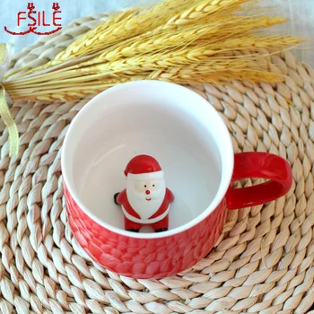 

FSILE 350ml Creative Doll Cup Christmas Doll Cup Coffee Cup Cartoon Cup with Handle Underglaze Color Custom Christmas Mug