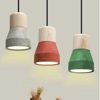 

JAXLONG Nordic Modern Creative Pendant Light DiningRoom lustre hanglamp Bedside Colorful Cement Solid Wood Cafe Bar pendant lamp