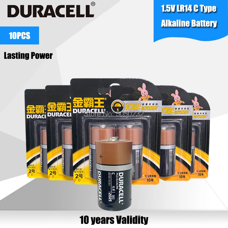 10 шт. оригинальная щелочная батарея DURACELL 1 5 в типа C для газовой