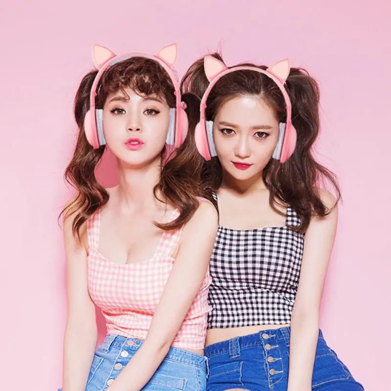 Child LED Flashing Cat Ear Headset Wireless Bluetooth Music Headphones Kids Gift 95AF