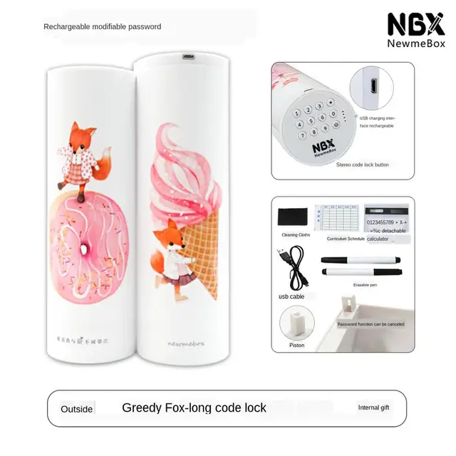 Pencil Case Code Lock Pen Box NBX Password Pencil Case Large Capacity Stationery Box Multi-Function Cylindrical Pencil Box Style 10
