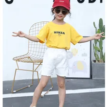 Взрывные Модели шорт для девочек детские брюки летние тонкие белые кружевные боковые новые большие Детские Модные трендовые шорты