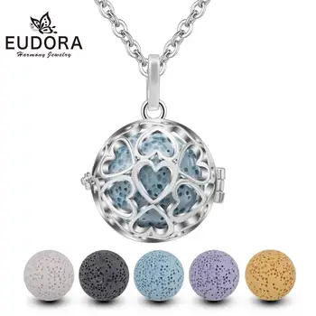 

Eudora 20mm Flower Style Hollow locket essential oil necklace Diffuser Pendant Lava Stone Angel Ball Caller Locket
