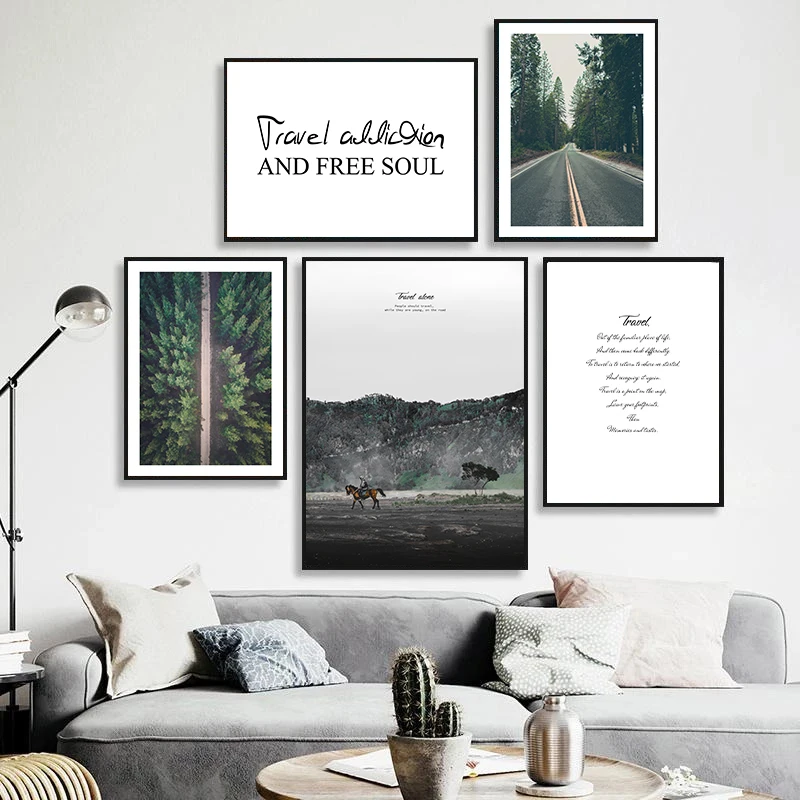 Горный велосипед для путешествий холст картины скандинавский лес Природа Пейзаж