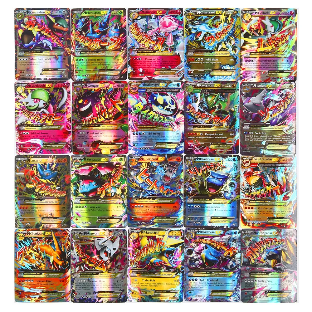 100 шт серии Pokemones карты GX Мега тег команда EX TAKARA TOMY карточная игра битва карта с коробкой